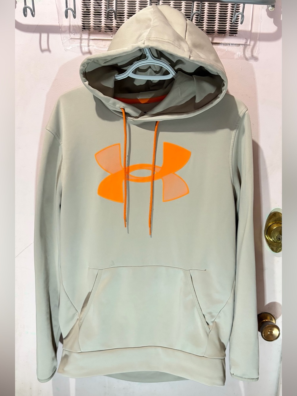 Under Armour Sage Cream Pullover with Orange Trim